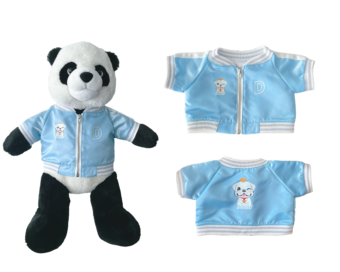 Large Bartholomew Bear & 16" Plush Clothes Outfit - Blue Varsity Jacket