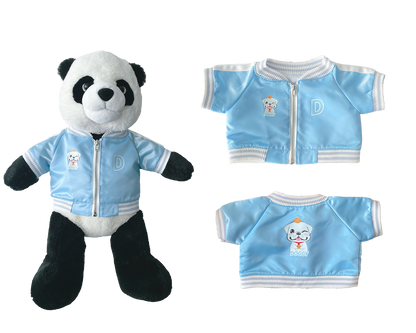 Large Bartholomew Bear & 16" Plush Clothes Outfit - Blue Varsity Jacket