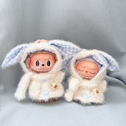 4inch bag charm cute custom clothes outfits - Blue fluffy bunny - 053133