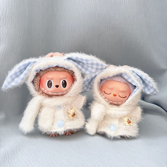 4inch bag charm cute custom clothes outfits - Blue fluffy bunny - 053133
