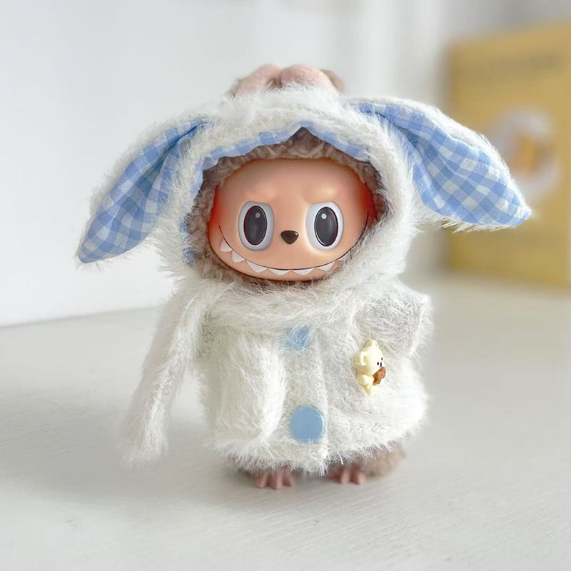 4inch bag charm cute custom clothes outfits - Blue fluffy bunny - 053133