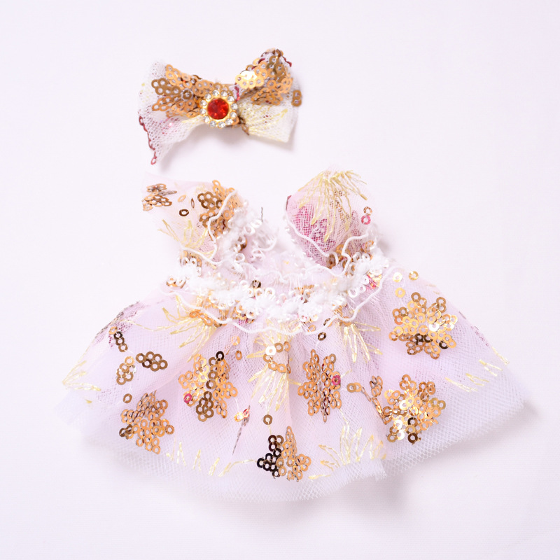 4inch bag charm cute custom clothes outfits - Pink Sequin Tulle Dress - 053119