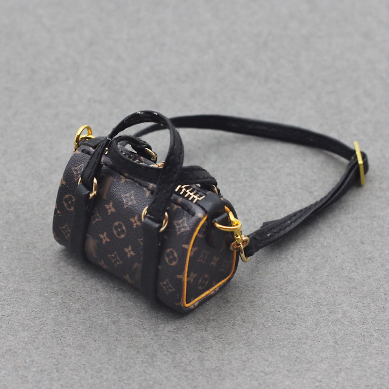 4inch bag charm cute custom bags - dark brown/light brown/rainbow travel bag