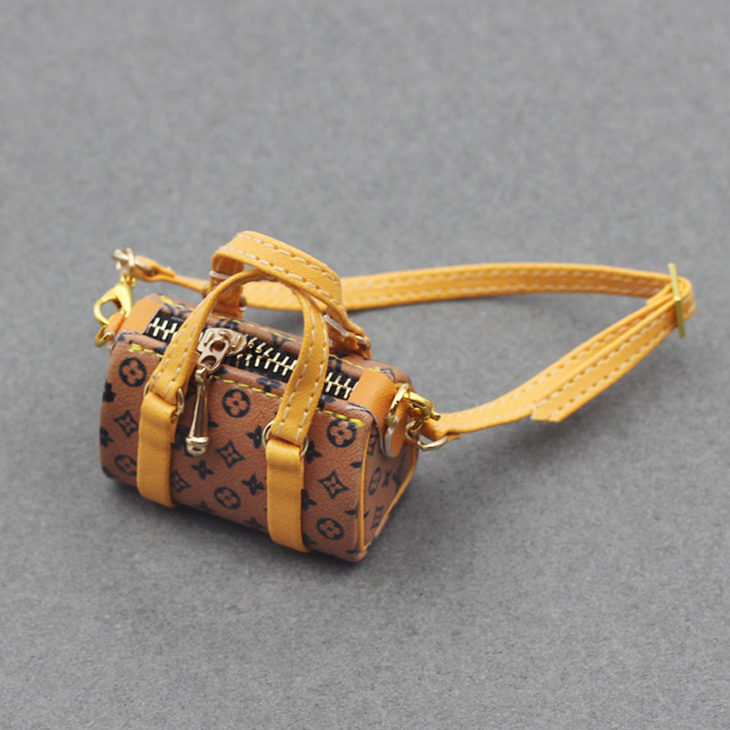 4inch bag charm cute custom bags - dark brown/light brown/rainbow travel bag