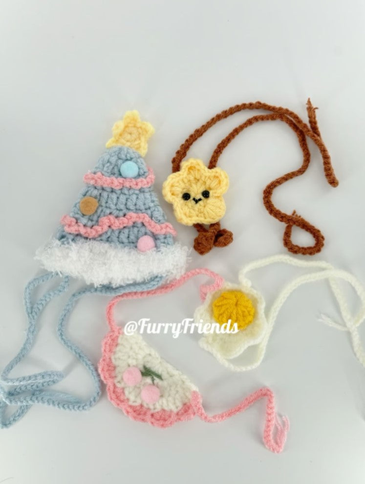 Cute custom crochet clothes outfits set of 4 - fit most small/medium size plush