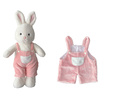 Large Bartholomew Bear & 16" Plush Clothes Outfit - Pink Cuffed Overalls