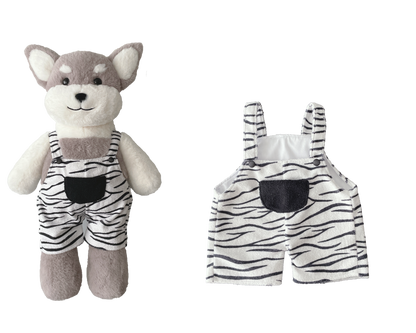 Zebra Straight-Leg Overalls for Bartholomew Bear Plush – 14-Inch Outfit