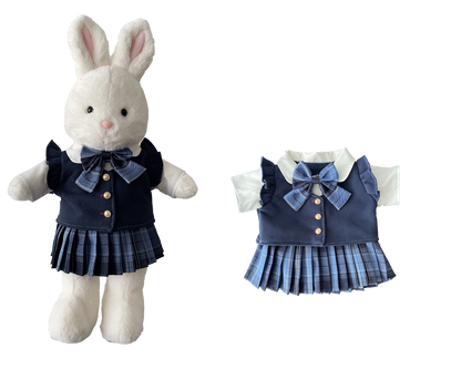 Blue Knit Faux Two-Piece Jk Uniform for Bartholomew Bear Plush – 14-Inch Outfit