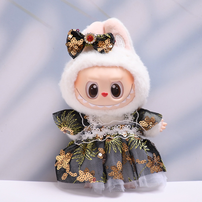 4inch bag charm cute custom clothes outfits - Black Sequin Tulle Dress - 053120