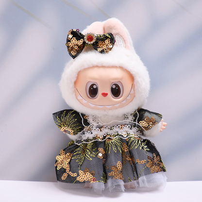 4inch bag charm cute custom clothes outfits - Black Sequin Tulle Dress - 053120