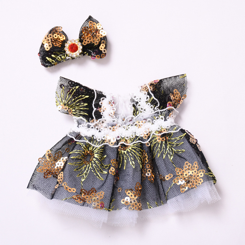 4inch bag charm cute custom clothes outfits - Black Sequin Tulle Dress - 053120