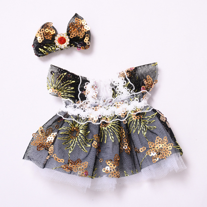 4inch bag charm cute custom clothes outfits - Black Sequin Tulle Dress - 053120