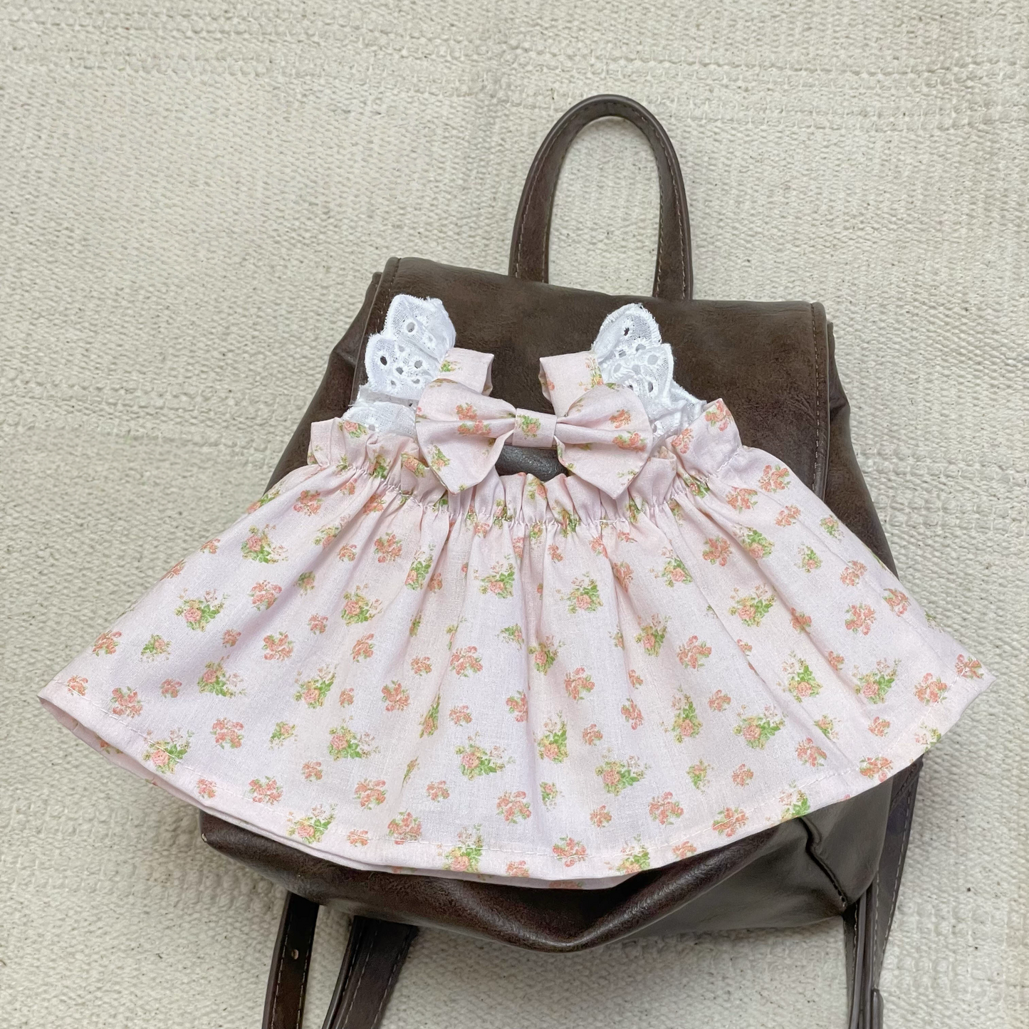 Bartholomew bear cute custom clothes outfits - blue/pink floral dress (Tiny/Medium)