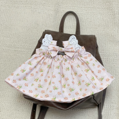 Bartholomew bear cute custom clothes outfits - blue/pink floral dress (Tiny/Medium)