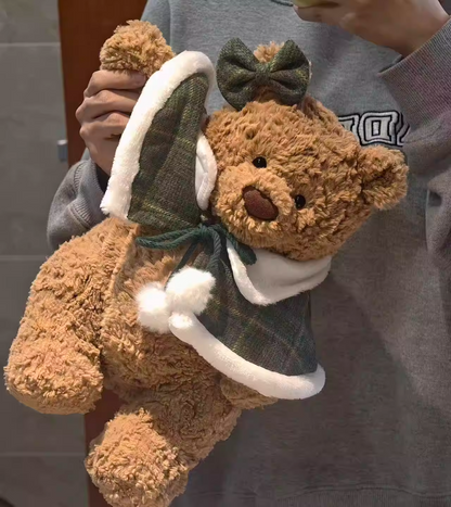 Niedliche Kleidung von Bartholomew Bär - Weihnachtlicher grüner Umhang - KK02 (mittel/groß)