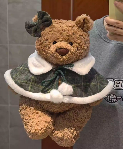 Niedliche Kleidung von Bartholomew Bär - Weihnachtlicher grüner Umhang - KK02 (mittel/groß)