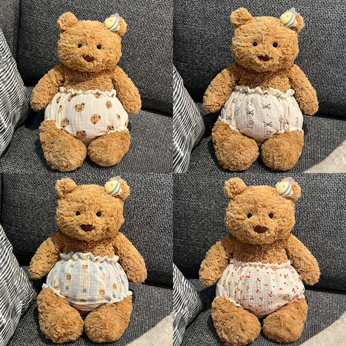 Medium/Large Bartholomew bear cute custom clothes outfits - Multiple color pull-ups & bee clip