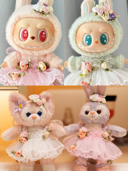 4inch bag charm cute custom clothes outfits - white and pink fairy dress - 0507/0523