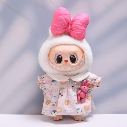 4inch bag charm cute custom clothes outfits - pink dress with big bow - 053121