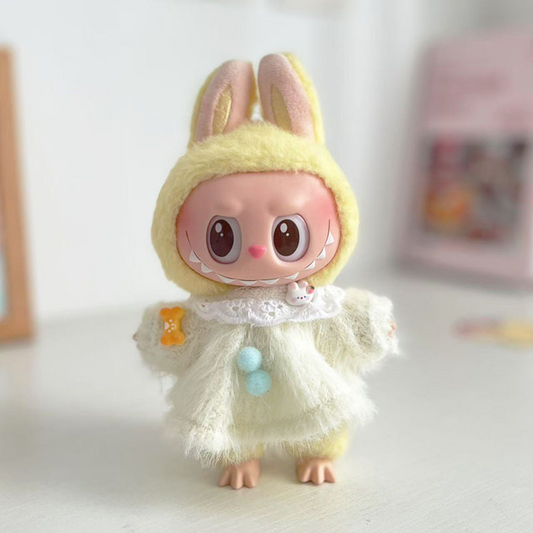 4inch bag charm cute custom clothes outfits - White fluffy dress - 053135