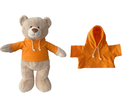 Large Bartholomew Bear & 16" Plush Clothes Outfit - Orange Hoodie