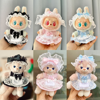 4inch bag charm cute custom clothes outfits - black/pink/blue maid dress - 052314/052315