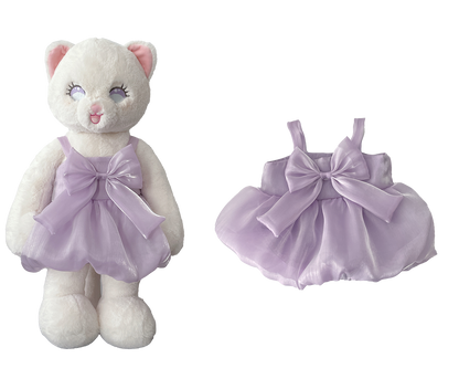 Lavender Bow Organza Dress for Bartholomew Bear Plush – 14-Inch Outfit