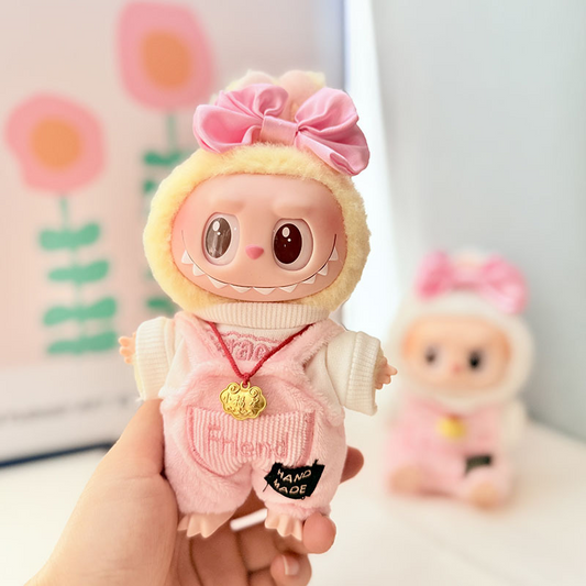 4inch bag charm cute custom clothes outfits - pink overall - 050723