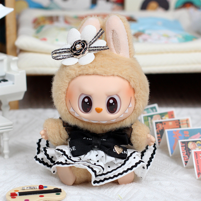 4inch bag charm cute custom clothes outfits - Elegant black white dress