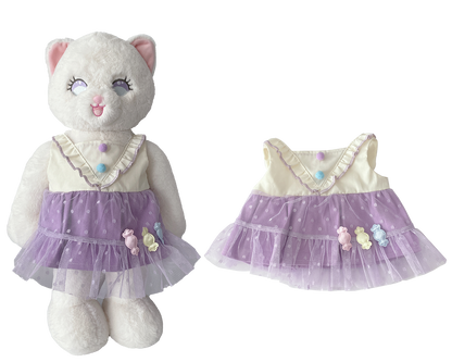 Candy Lavender Tulle Dress for Bartholomew Bear Plush – 14-Inch Outfit