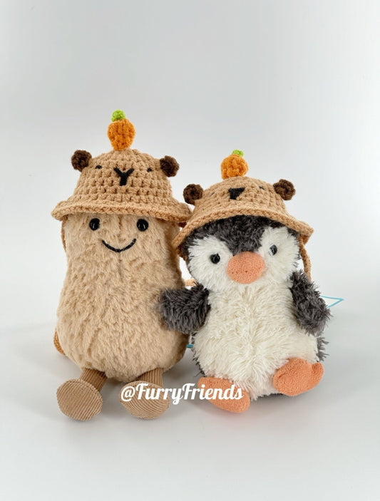 3inch jellycat amusable peanut/small peanut penguin cute hat outfit - capybara