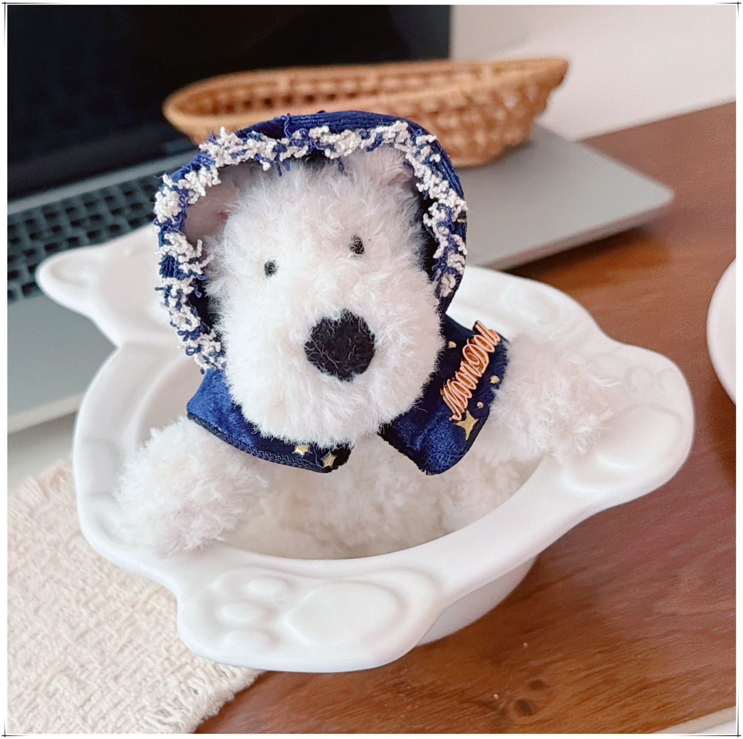 Bartholomew Bear Bag Charm clothes outfits - White / Blue Dream Star Shawl