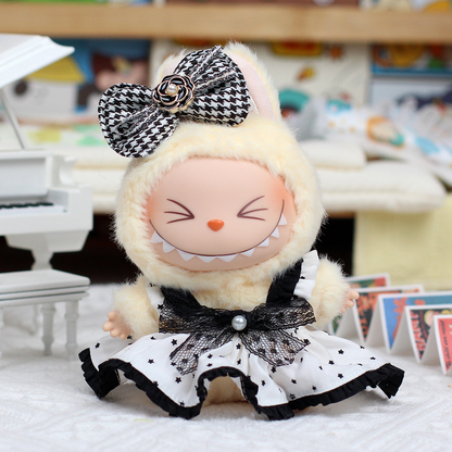 4inch bag charm cute custom clothes outfits - Elegant black white dress