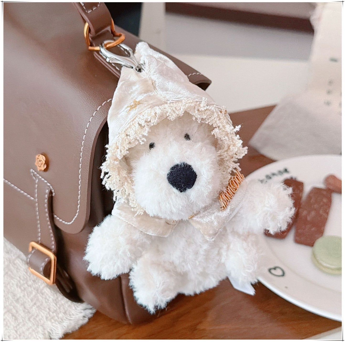 Bartholomew Bear Bag Charm clothes outfits - White / Blue Dream Star Shawl
