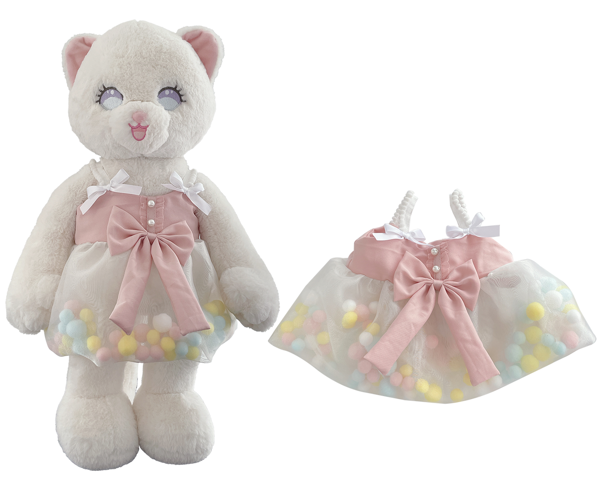 Rainbow Pom-Pom Dress for Bartholomew Bear Plush – 14-Inch Outfit