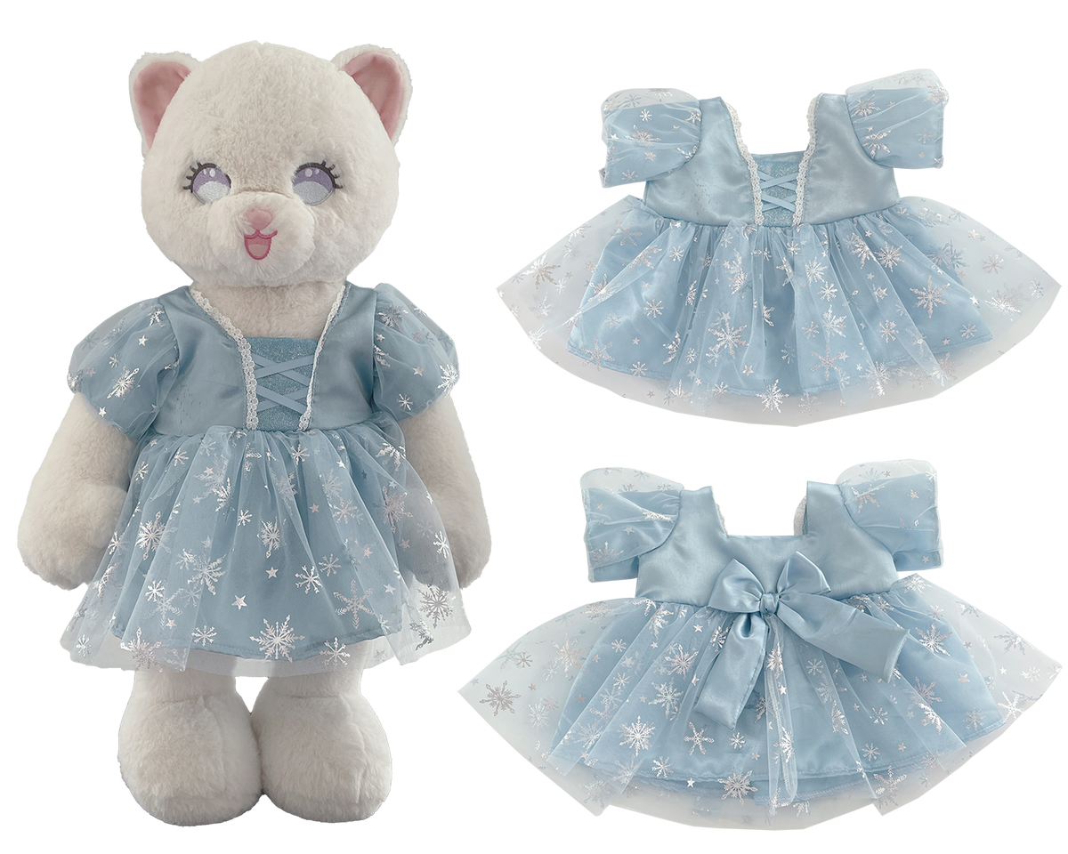 Light Blue Gold Foil Princess Dress for Bartholomew Bear Plush – 14-Inch Outfit