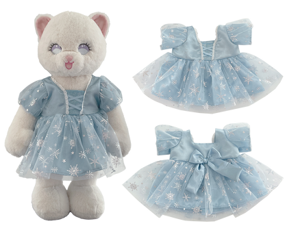 Light Blue Gold Foil Princess Dress for Bartholomew Bear Plush – 14-Inch Outfit