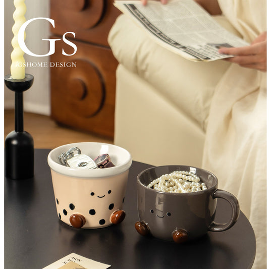 Adorable coffee mug & milktea Organizer Tray – Key Storage Decorative Display Rack