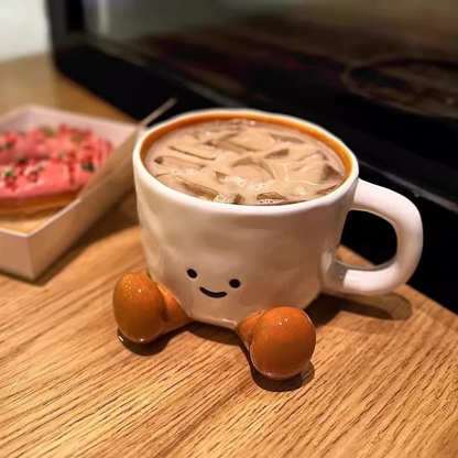 Adorable short leg mug cups 350ml- Functional Design - brown & orange