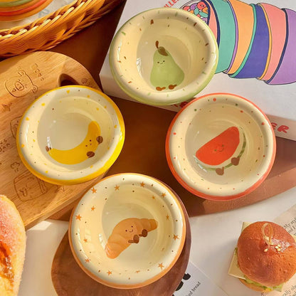 Adorable Cute Fruit Ceramic Dip Bowls – Sauce, Condiments & Hot Pot Seasoning Plates set of 4