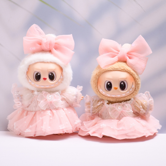 4inch bag charm cute custom clothes outfits - pink flower dress & bow - 0523
