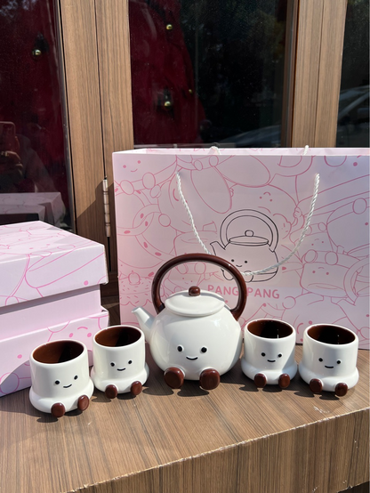 Adorable short leg teapot & 4 teacups 520ml & 100ml - Functional Design