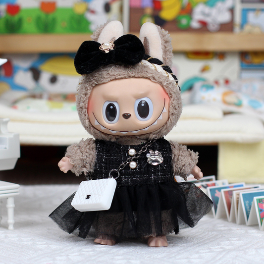 4inch bag charm cute custom clothes outfits - Elegant black dress with bag