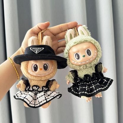 4inch bag charm cute custom clothes outfits - Elegant simple dress with hat