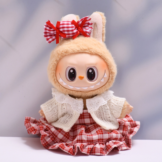4inch bag charm cute custom clothes outfits - red candy dress & bow - 0523