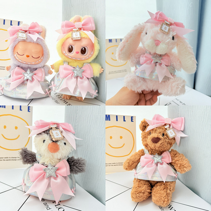 4inch bag charm cute custom clothes outfits - pink bow dress