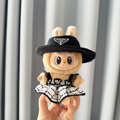 4inch bag charm cute custom clothes outfits - Elegant simple dress with hat