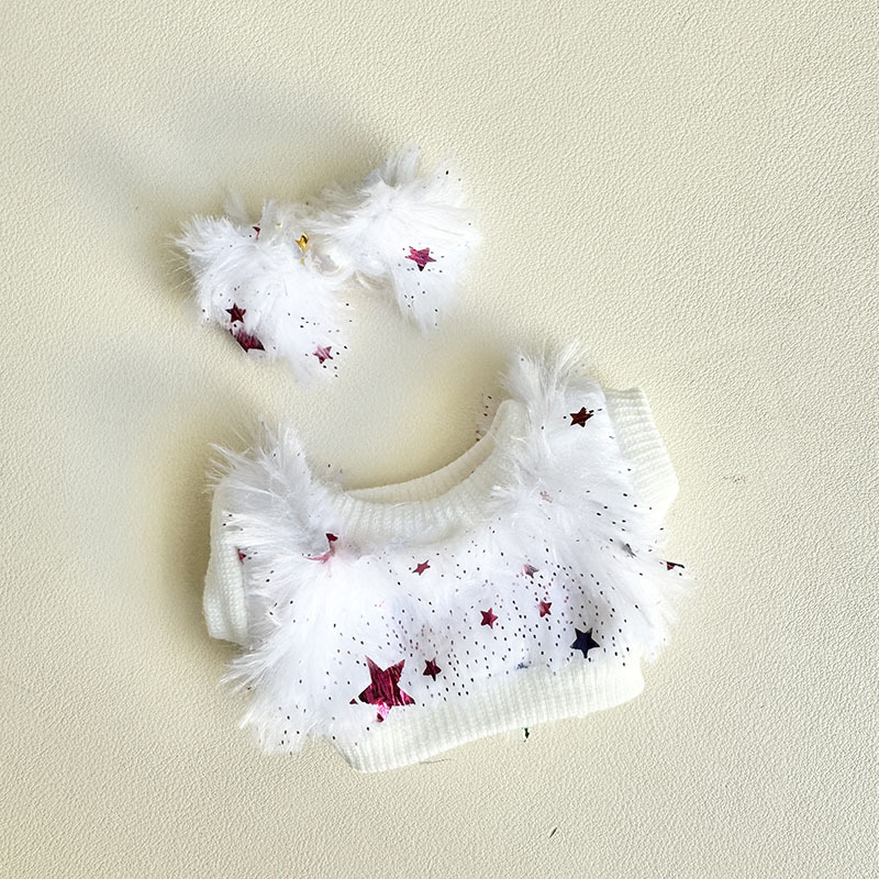4inch bag charm cute custom clothes outfits - Multi color fluffy sweater white/pink/green