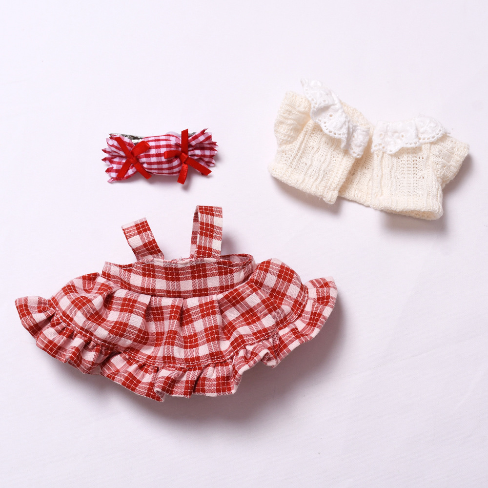 4inch bag charm cute custom clothes outfits - red candy dress & bow - 0523