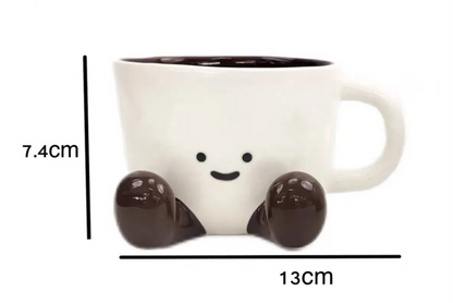 Adorable short leg mug cups 350ml- Functional Design - brown & orange